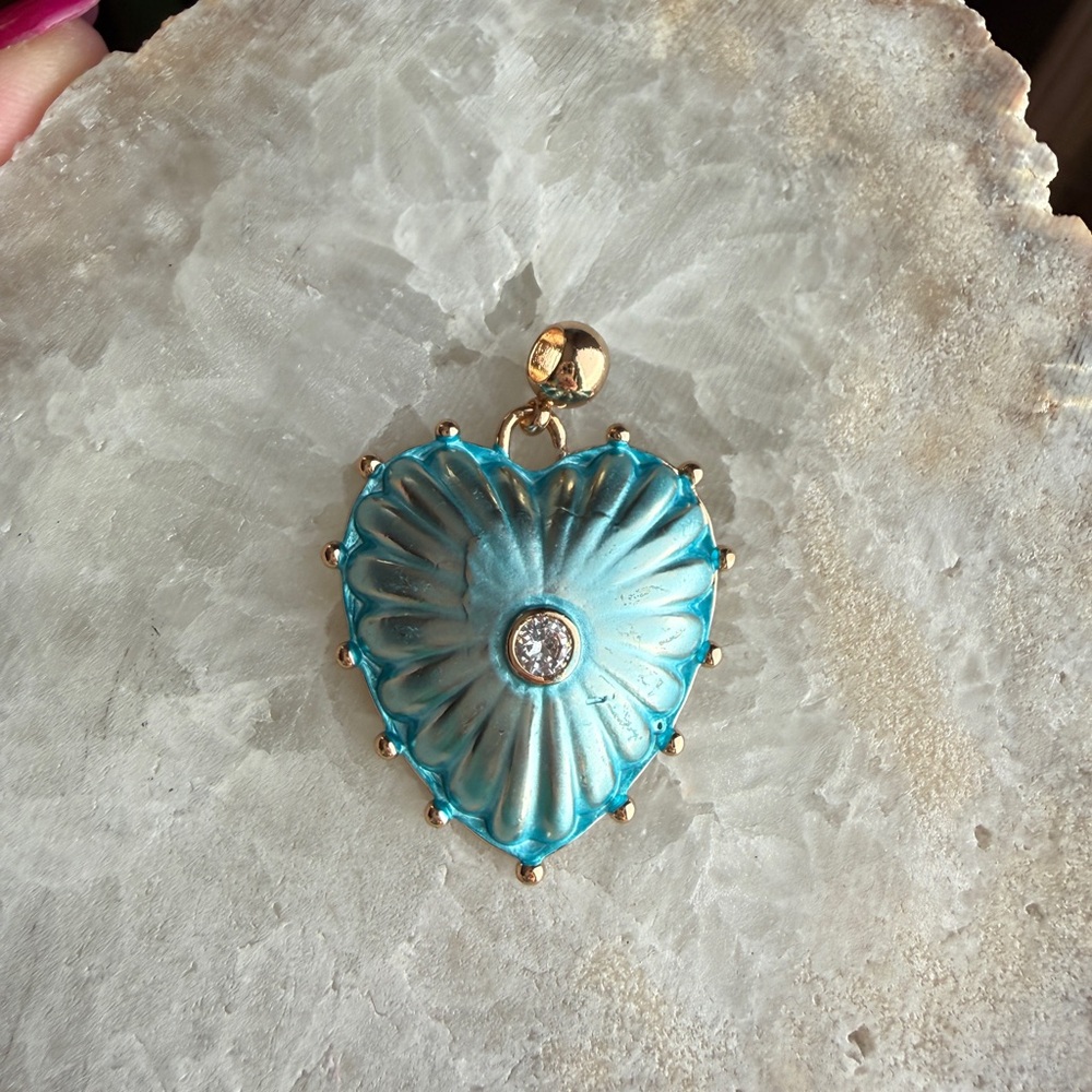 Turquoise heart charm pendant | coastal boho jewelry